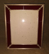 Vintage Ornate Victorian Style Silver-Tone & Burgundy Metal Picture Frame 10x12