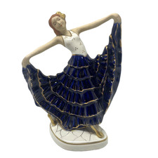 RARE VINTAGE MORIYAMA ART DECO DANCING LADY PORCELAIN FIGURINE HINODE JAPAN 7.5