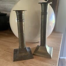 2 Vintage Brass Candlestick Square Base Made In India picture