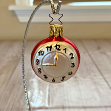 Vtg Inge Glas Blown Glass Pocket Watch Clock Christmas Ornament Germany 2.5