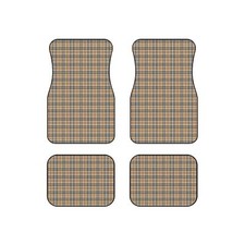 Stylish Beige Plaid Car Mats Set - Perfect for Car Enthusiasts, Gifts For Her picture