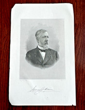ANTIQUE US SEC OF STATE & REPUBLICAN PRES CANDIDATE JAMES G BLAINE ENGRAVING picture