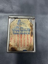 Vintage Jemco Hold-a-Pak Metal Hinged Cigarette Case Holder Union Pacific  picture
