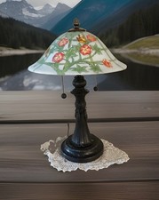 Vintage Dale Tiffany Reverse Painted 20.5” Lamp With Dual Sockets  picture