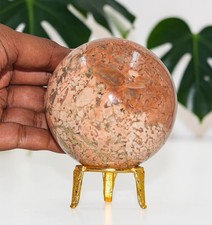 A+ 90mm Pink Rosophia Crystal Sphere 880g Rare Moonstone Matrix Healing Ball picture