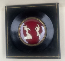Vintage Mid-Century Spanish Flamenco Dancers Shadow Box Celluloid Faux Ivory 6X6 picture