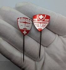 Pair Vintage Swiss Schweiz F1 ABC Glider Aviation Stick Lapel Pins picture