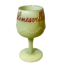 LINESVILLE Pennsylvania PA Uranium Antique Custard Glass Souvenir Trinket GOBLET picture