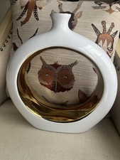 Beautiful  Round Open White & Gold Ceramic Vase picture