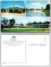 Blakes Motel Restaurant Candor NC Pond View Postcard picture