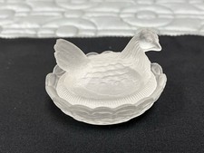Westmoreland Clear Frosted Glass Opaque Mini Hen on Nest Salt Cellar picture