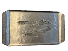 Vtg Wendell August etched Aluminum serving tray Pittsburgh PA Cityscape 15.75X9” picture