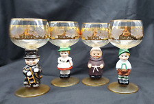 Dolly Dingle Goebel Wine Glasses Hand Painted Stemware W. Germany Hummel Set 4 picture