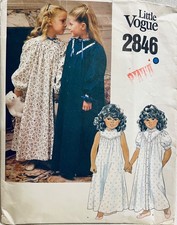 Little Girl's Vogue Pattern 2846 Size 4 Robe & Nightgown Floor Length Loose Fit picture