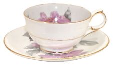 Clarence English Bone China Demitasse Cup & Saucer, Pink & Gray Floral picture