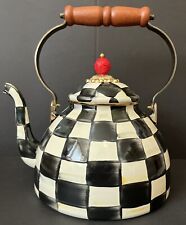 Mackenzie Childs Courtly Check Large  3 Quart Tea Kettle NEW NO BOX- Black/White picture