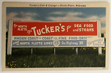 North Platte Nebraska Tucker’s Restaurant Road Sign Vintage Postcard c1930 picture