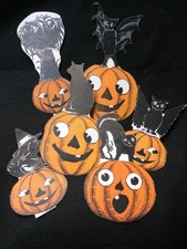 RARE ANTIQUE HALLOWEEN BEISTLE DIECUT. COMPLETE SET OF 6 DECORATIONS picture