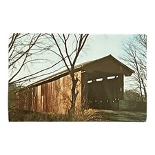 Riley County, Indiana Busching Covered Bridge Post Card Vintage Unposted picture