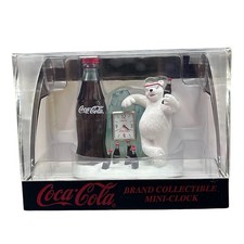 Vintage 1999 Coca-Cola Polar Bear Mini-Clock Collectible ST1000 Japan Movement picture