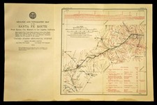 1915 Antique Map of Santa Fe Railroad Line Newton Kansas Marion KS Geological picture