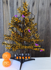 Halloween Black And Orange Tinsel Table Top Tree picture