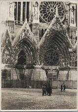 France, Reims, the Cathedral protected by sandbags, vintage print, approx. picture