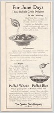 Puffed Wheat Rice Quaker Oats Bubble Grain Foods June Days 1922 Print Ad picture