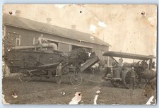c1910's Farm Steam Tractor Thresher Farmers RPPC Photo Unposted Antique Postcard picture