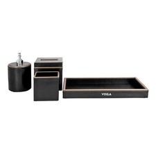 HOMIVA 4-Piece Leatherette Bathroom Organizer Set – Black picture