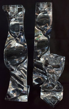 🔥 Mikasa Platinum Prism Crystal Candle Stick Holders 🇸🇮 Signed, Set Of 3 picture