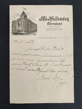antique THE HOLLENDEN HOTEL cleveland oh LETTERHEAD letter THOMPSON KUECHLE picture