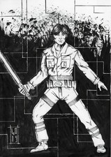 LUKE SKYWALKER STAR WARS 8x12 ORIGINAL COMIC ART DRAWING PINUP PAGE SKETCH DWJ picture