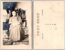 RPPC Seated Woman Studio Portrait Photo Postcard picture