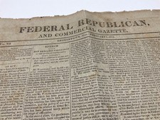 BRITISH INVASION WAR OF 1812 COMPLETE NEWSPAPER 1813 FEDERAL GEORGETOWN picture