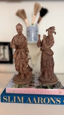 VTG Chapman Chinoiserie Terra Cotta Figural Statues Asian Man & Woman Numbered picture