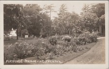 Trenton, ON: RPPC Firhurst Manor gardens, vintage Ontario Canada Photo Postcard picture