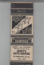 Matchbook Cover Jerry's Auto Service Plymouth, NH picture