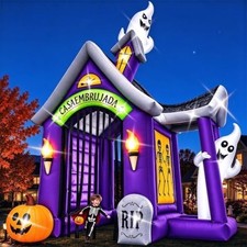 13FT Giant Halloween Inflatable Archway Haunted House Ghost Pumpkin Tunnel Decor picture