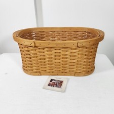 Longaberger 2001 Small Workload Basket+Protector STORAGE ICED BEVERAGES PARTY picture