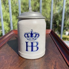 VTG HB Hofbräuhaus München German Lidded Beer Stein Salt Glaze Stoneware .25L picture