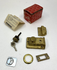Vintage Yale Door Lock w 2 Keys spring latch 80 w original box springlatch GOLD picture