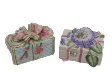 Fitz & Floyd Spring Fling Florals Rectangular Porcelain Trinket Boxes Lot Of 2 picture