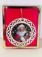 NEW VTG LENOX 2-SANTA CLAUS 6TH IN SERIES &CHRISTMAS TREE PORCELAIN ORNAMENTS picture