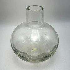 Vintage MCM Clear Glass Vase Decanter Hand Crafted Bubble Art Kitchen Decor picture
