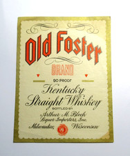 Vintage Old Foster Whiskey Label Arthur M Bloch Importers Milwaukee WI Collect picture