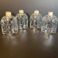 4 VTG Homco Clear Glass Tulip Votive Peg Candle Holders W/ Grommets Cross Hatch picture