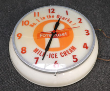 Vtg Foremost Dairy Milk Ice Cream The Ozarks Advertising Lighted Clock -4 Repair picture