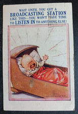 vtg postcard Crying Baby Radio Comic Bamforth Broadcasting Station posted picture