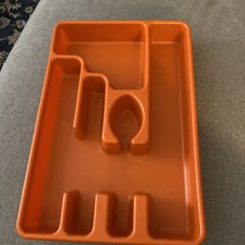 Vintage Rubbermaid Harvest Orange Silverware Flatware Utensil Holder Tray Drawer picture